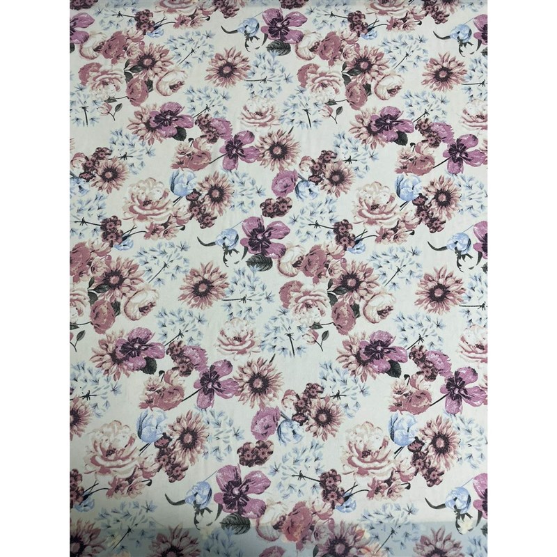 D352白底粉色印花珍珠纱雪纺布头 淑女风柔软透气垂坠连衣裙面料