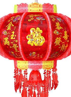 新品!高端灯笼新款春节七彩旋转走煤油灯电子别墅大门红灯笼转动