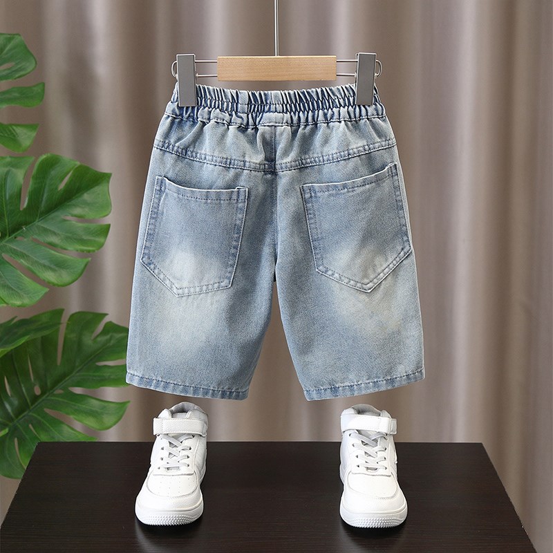 装儿童时尚休闲裤QIP大破洞牛仔短裤夏天男女童时童髦裤百搭中五