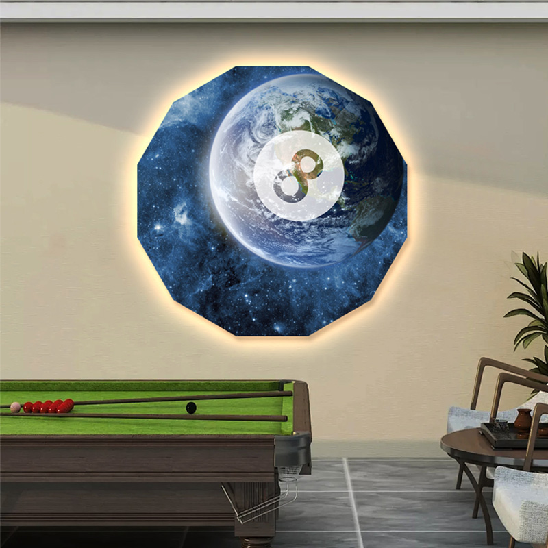 星际圆形台球馆装饰画桌球厅黑八创意挂画桌球室斯洛克俱乐部壁画图片