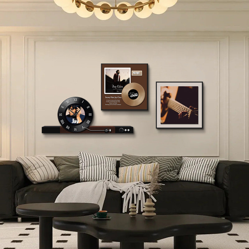 中古风黑胶唱片客厅装饰画电视机沙发背景墙挂画音乐咖啡厅墙壁画