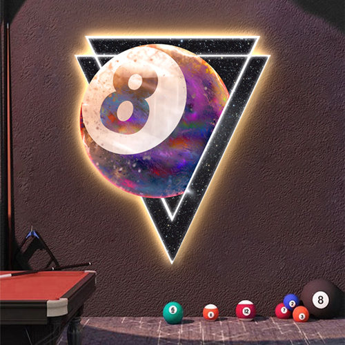 台球厅创意星球发光氛围灯画
