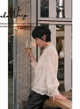 KOKOWANG 秋冬高级感气质款宝葫芦刺绣花边领百搭上衣N0685K06T43