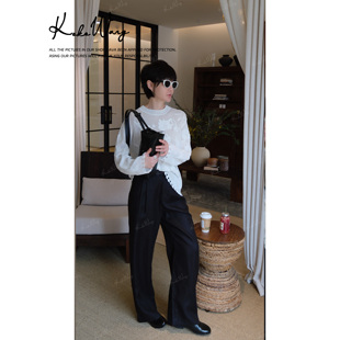 N2446C12K42 春夏极简风100亚麻松弛感显瘦百搭休闲裤 KOKO WANG