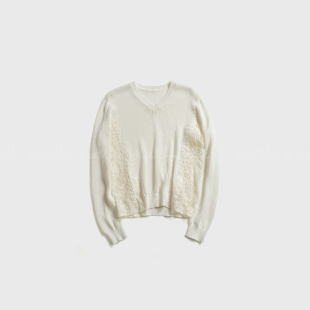 针织衫 高级感甜美蕾丝拼接V领舒适长袖 N6845L31Z05 WANG新款 KOKO