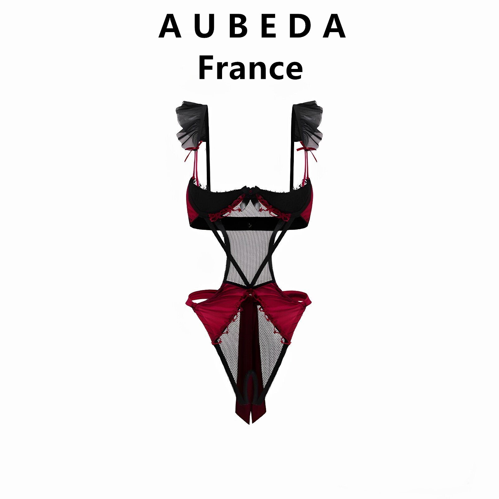 法国 Aubeda 法式欧美性感聚拢上托连体衣女吊带家居制服诱惑睡衣