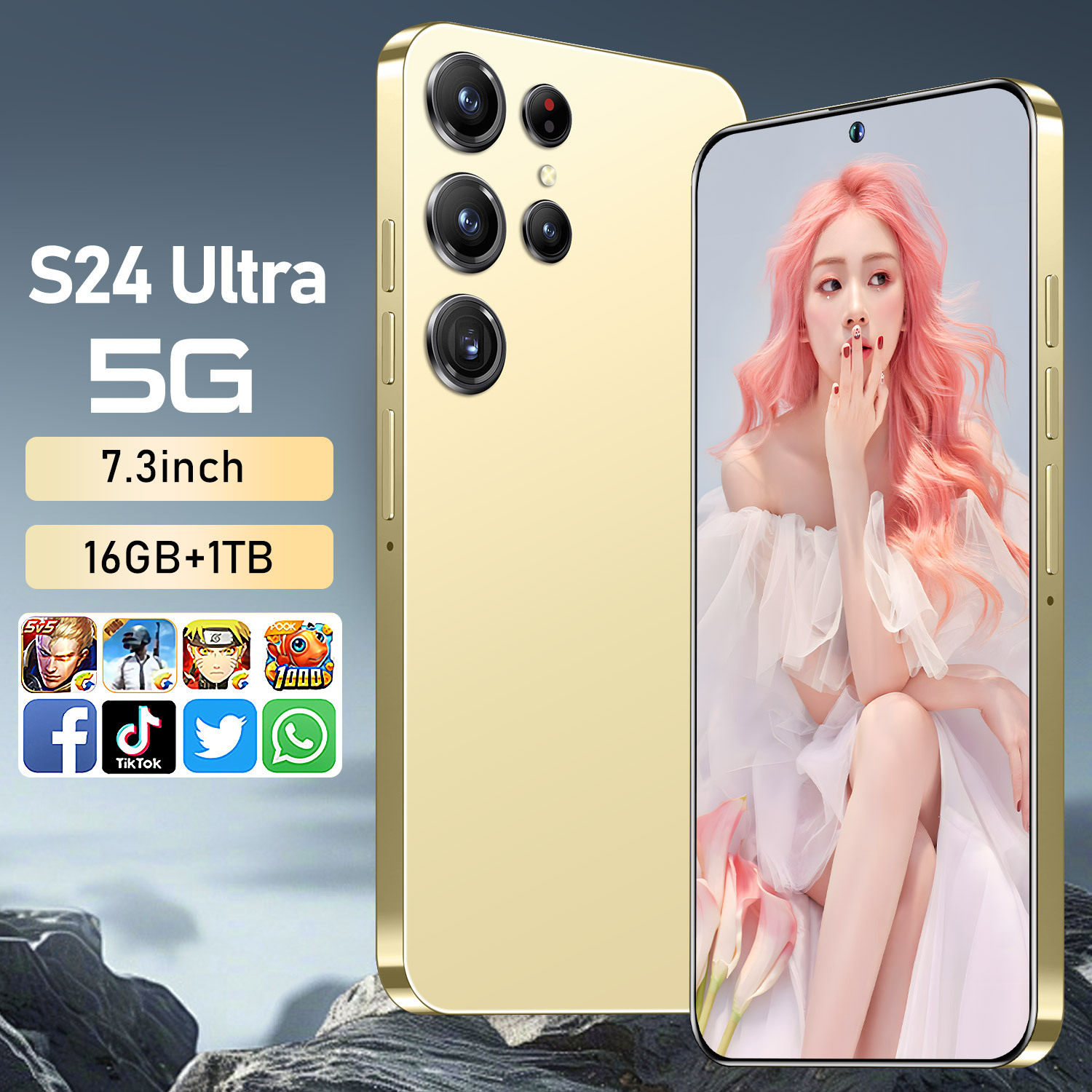 S24Ultra安卓5G热销一体机16GB+1TB真穿孔屏新款2025外贸手机