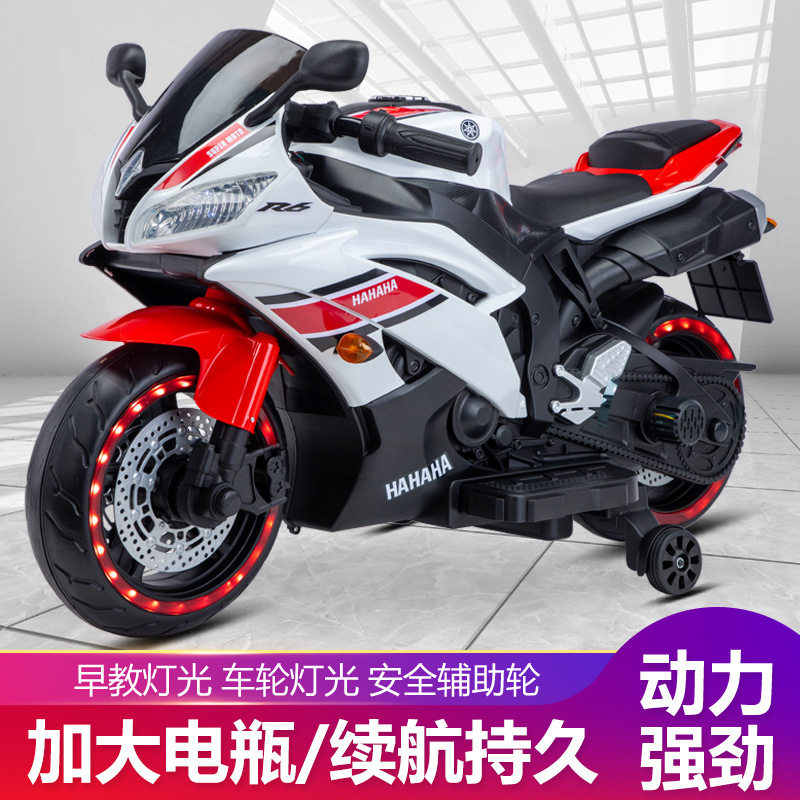 雅马哈儿童电动摩托款炫酷灯光音乐轮灯儿童电动摩托车