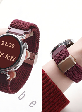 【迎新春】适用oppowatchx2mini表带OPPOWatchS尼龙磁吸4Pro女款OnePlusWatch3海外版2R智能编织红色新年新款