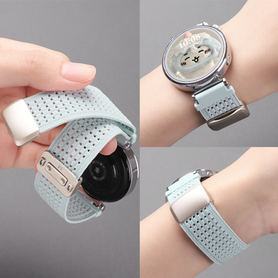 适用于华为gt5/4表带尼龙磁吸扣智能手表watchgt5pro腕带编织gt3/2替换带GT3pro针织透气41/42mm女款gt2e新款