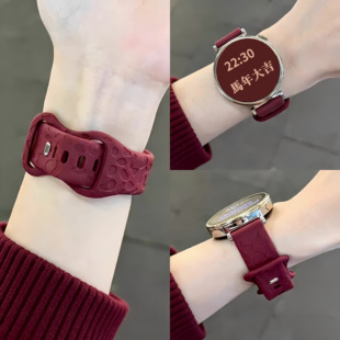 迎新春 2e智能红色小众女款 适用华为WATCH 4pro猫爪纹watch5编gt3 可爱ins高级新年新款 GT6表带硅胶gt5