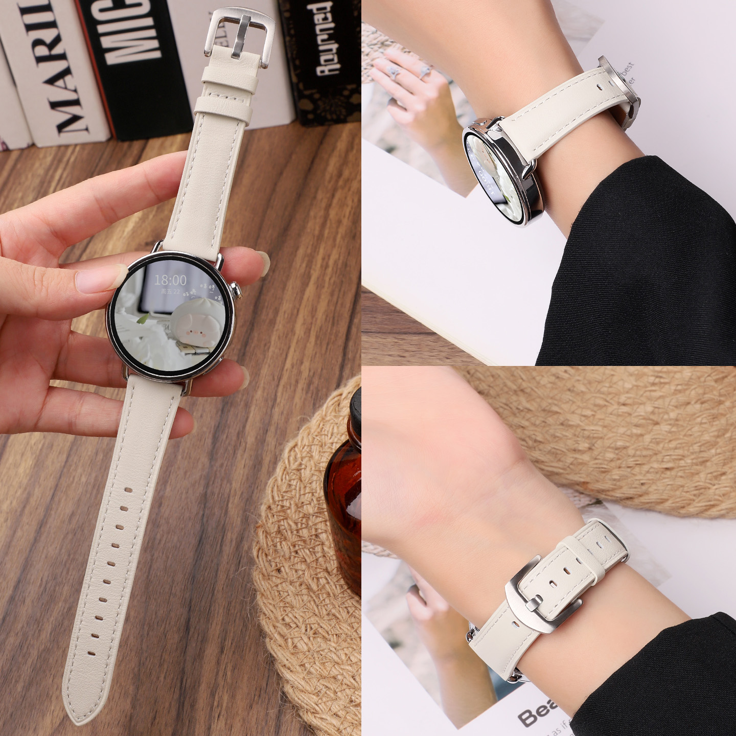 适用小米手表S4表带真皮新款41mm智能手表XiaomiWatchS4腕带女士款白色高级质感男商务休闲运动47mm替换配件