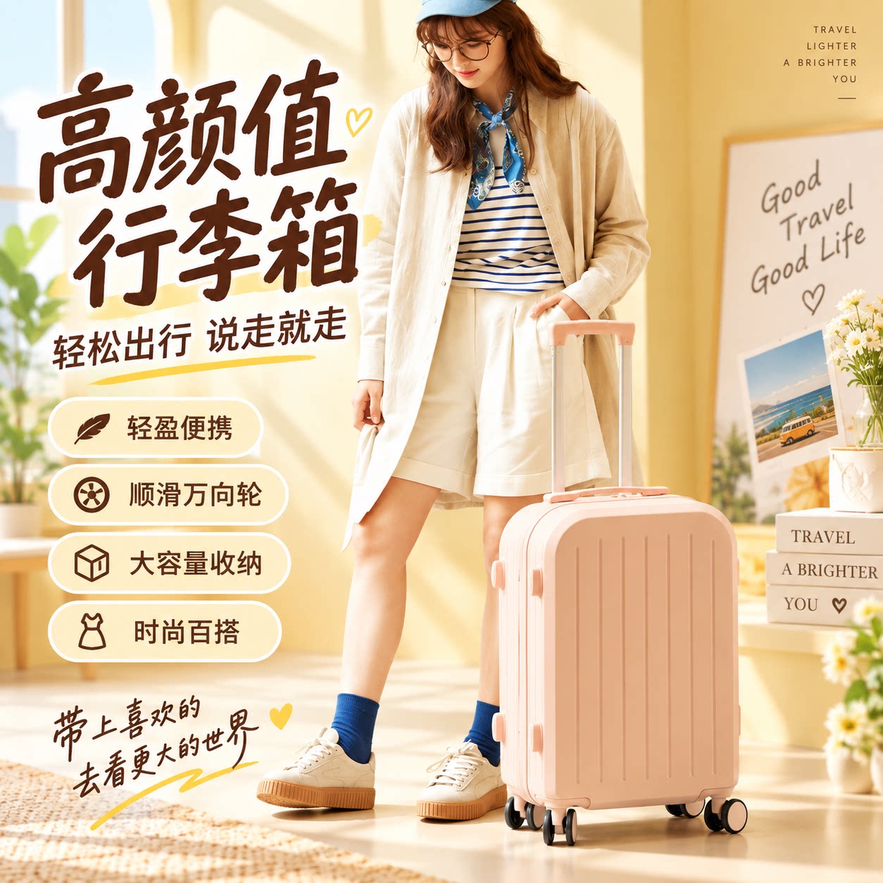 马卡龙密码锁万向轮大容量行李箱