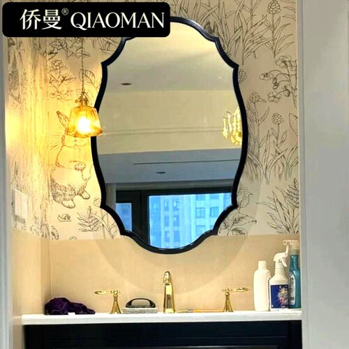法式中古卫生间浴室镜子异形设计师美式复古智能化妆镜墙面梳妆镜