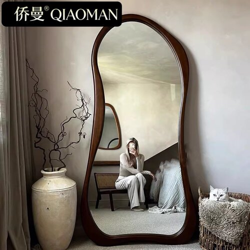 美式复古穿衣镜全身落地镜子可壁挂法式中古全身镜子服装店试衣镜