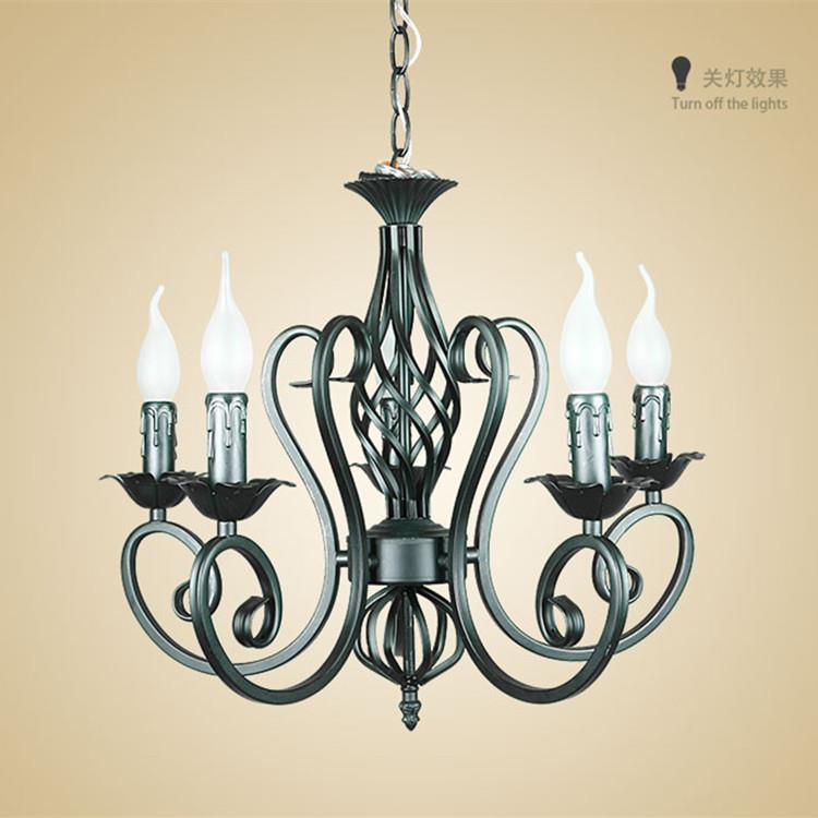欧式蜡烛灯吸顶卧室灯 灯具餐厅客厅灯家装 5头铁艺吊灯复古