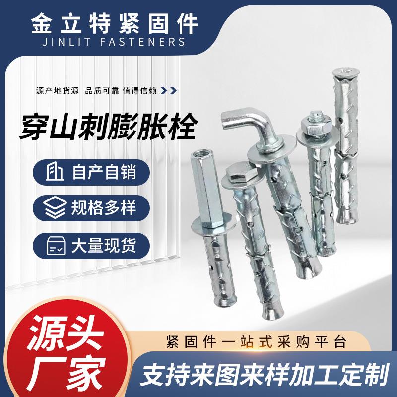 穿山刺砌块锚栓空心砖专用膨胀螺丝泡沫砖带刺内外十字沉头膨胀