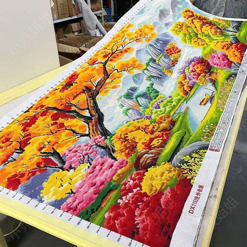 世外桃源十字绣成品不带框纯手工已绣好的2024新款客厅家园山水画