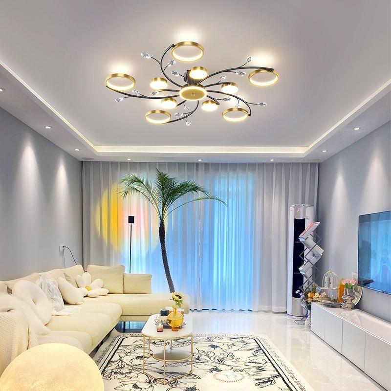 北欧客厅灯轻奢水晶吸顶灯简约现代2024年新款网红卧室灯客厅主灯