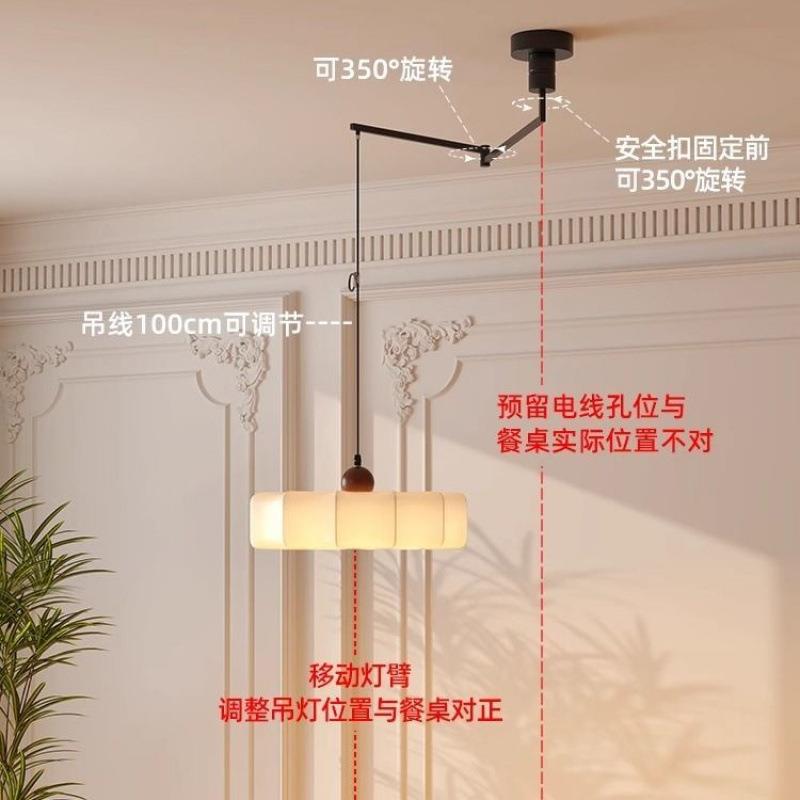 法式艺术设计可移位岛台餐厅灯中古茶室摇臂灯新中式装饰餐桌吊灯