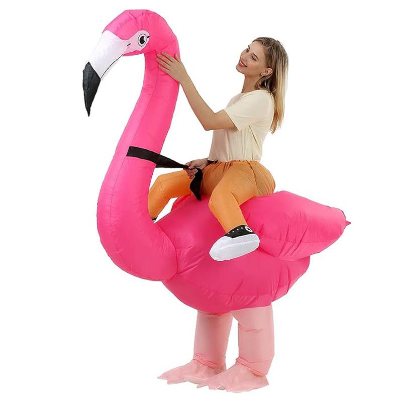 跨境火烈鸟充气服装亲子娱乐动物坐骑行走人偶舞台表演校运动会服