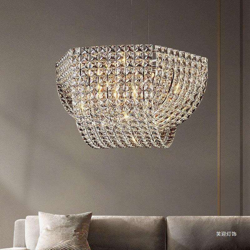 水晶灯客厅灯简约现代大气新款意式轻奢餐厅灯卧室灯具法式大吊灯