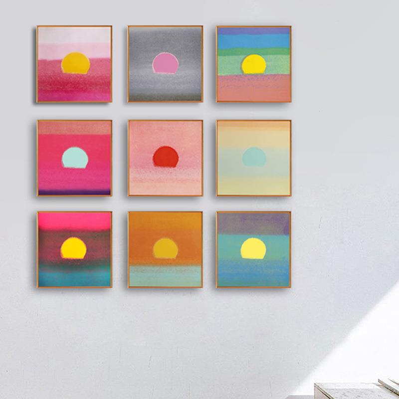 安迪沃霍尔日出日落装饰画简约日系卧室摆画波普风艺术色块壁挂画