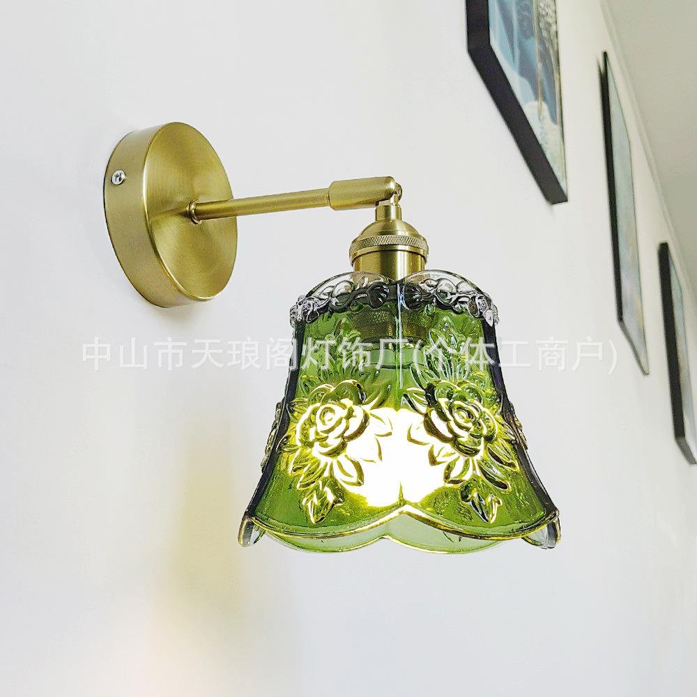 法式雕花玻壁灯玄关过道床头餐厅吧台日式北欧现代简约金色小吊灯