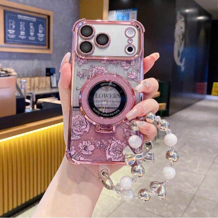 奢华闪钻适用苹果17promax手机壳2026新款iPhone16pro透明高级感女款15磁吸支架全包防摔女生硅胶手机保护套
