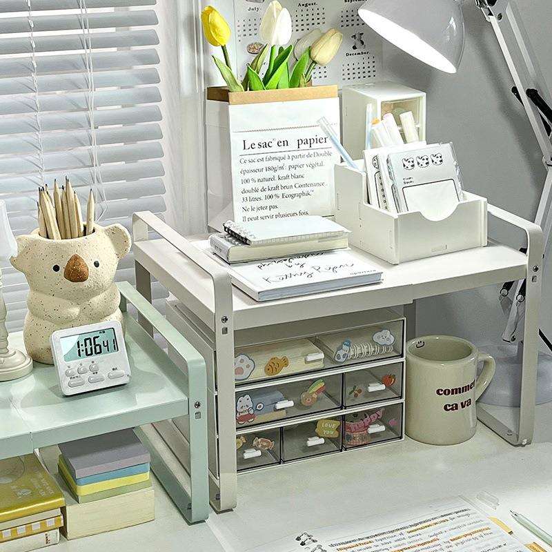 桌面可伸缩置物架学生书桌小架子办公室工位杂物收纳架整理神陶琪