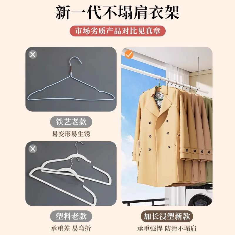 衣架家用挂衣加粗加大防滑挂衣撑子晾衣服架晒挂衣架子宿舍用学生