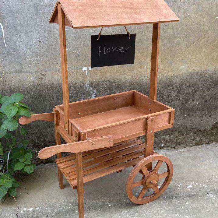 实木推车做旧摆摊小车移动售货景区售卖车商场夜市车促销花车推车