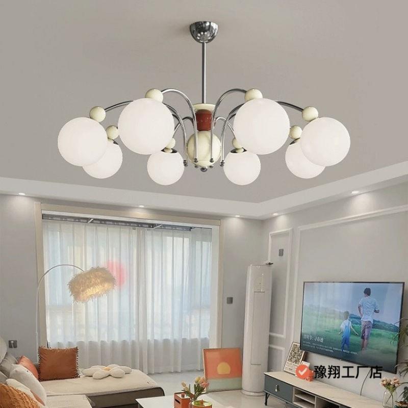 法式吊灯北欧感奶油风客厅魔豆灯现代简约中古珍珠卧室餐厅灯