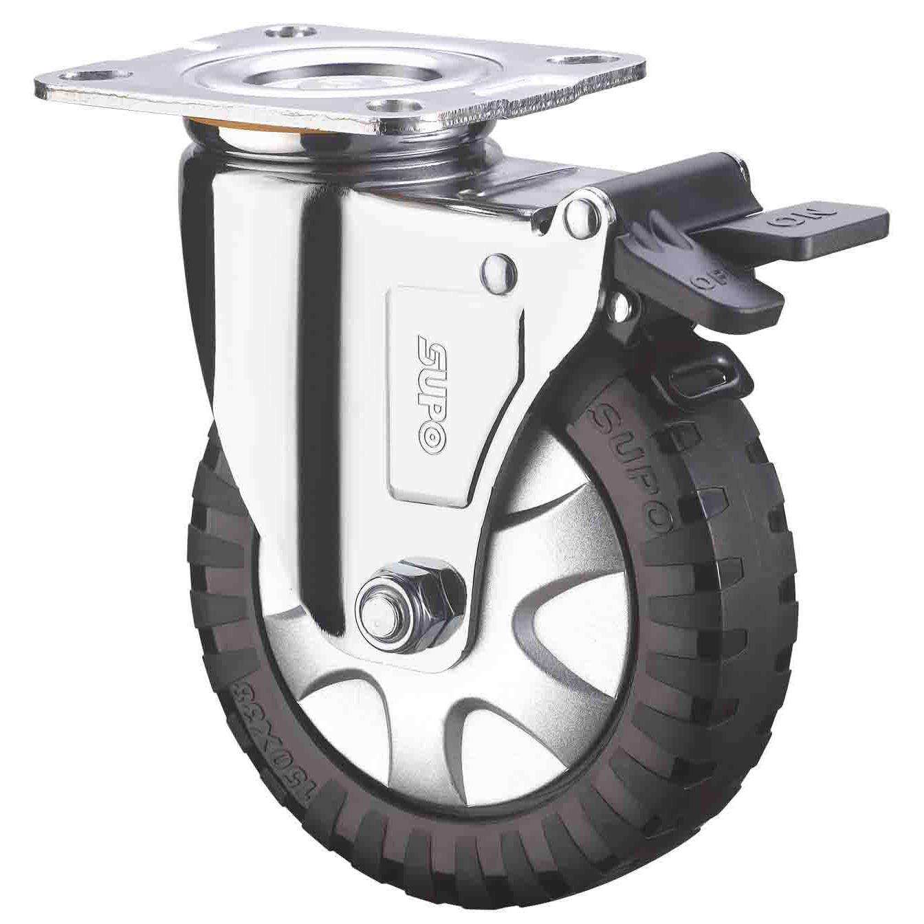 SUPO 向荣 5寸 防滑 带双刹车 PU聚氨酯万向脚轮C05S-01D-125-352