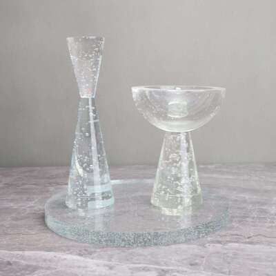 现代简约欧式轻奢气泡碗水晶几何碗形摆件样板房售楼处软装饰品