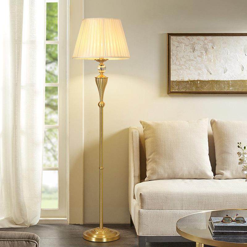 美式轻奢客厅落地灯欧式高端卧室床头立式台灯法式复古高级感全铜