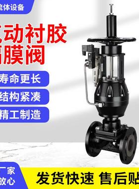 气动衬胶隔膜阀G641J-10C卫生级耐酸碱直流式法兰气控