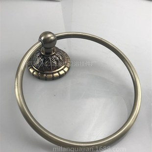 毛巾架 欧式 卫浴毛巾杆 雕花青古铜毛巾环 五金挂件 浴室毛x巾圈