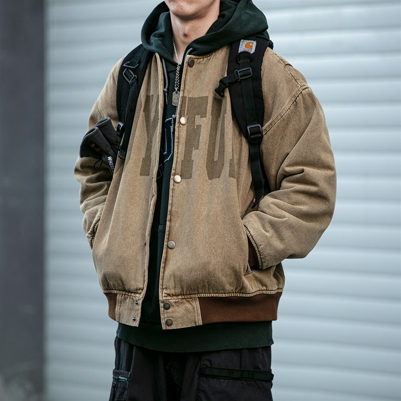 秋冬复古工装MA1飞行夹克男士宽松重磅加厚保暖棉衣外套潮牌棉服