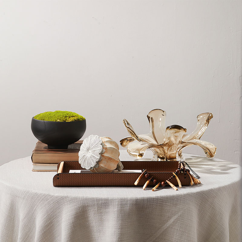 民宿客餐厅桌面装饰摆件个性创意水晶果盘茶几托盘陶瓷小摆设组合