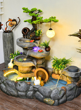 假山喷泉流水摆件循环水池阳台室内水景造景户外布置别墅庭院鱼池