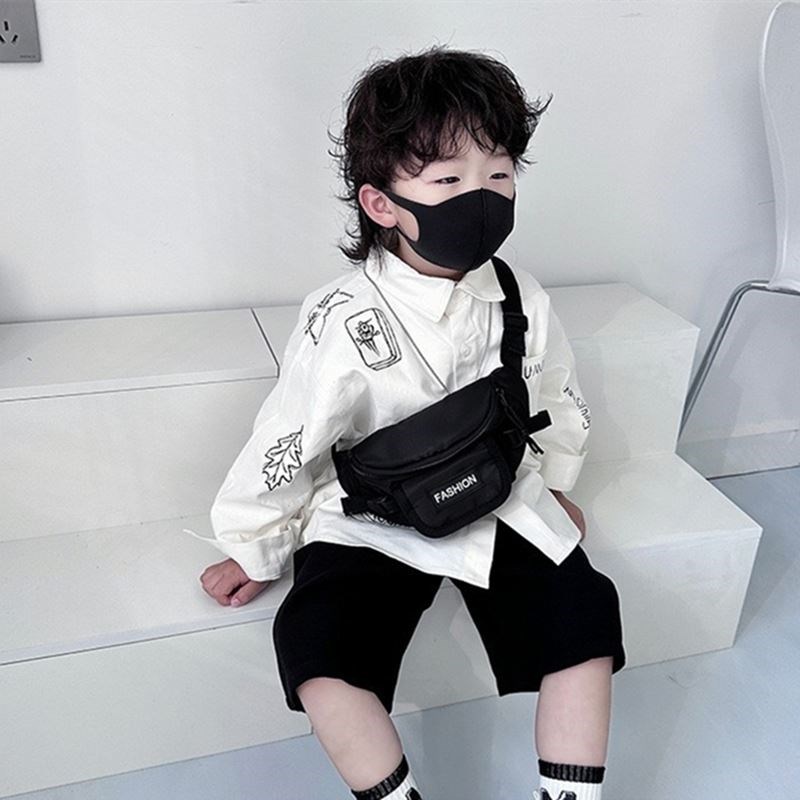 儿童包包男童潮酷单o肩斜挎包帅气小童腰包男孩外出小挎包胸包潮