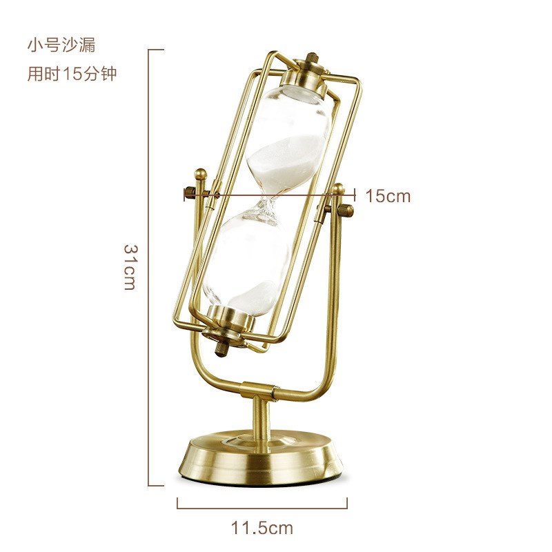 欧式复古金e属时间沙漏计时器摆件创意个性客厅教师节软半手工小