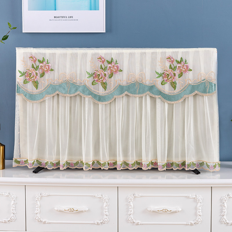 家用挂式蕾丝50寸55寸开机不取电视罩坐式液晶65寸电视机防尘罩套