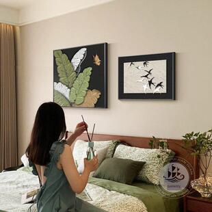 法式中古风卧室装饰画高级感房间床头挂画覆古小众艺术客餐厅壁画