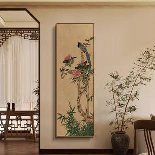 喜上眉梢宋式 饰画中古风国画茶台书房壁画 美学挂画禅意入户玄关装