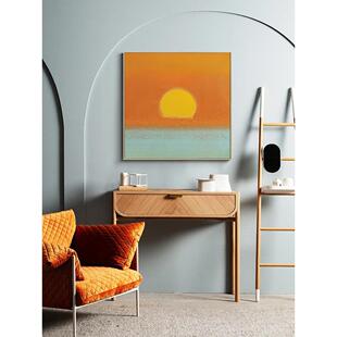 日出东方玄关装饰画正方形高级感肌理轻奢新中式抽象太阳挂画壁画