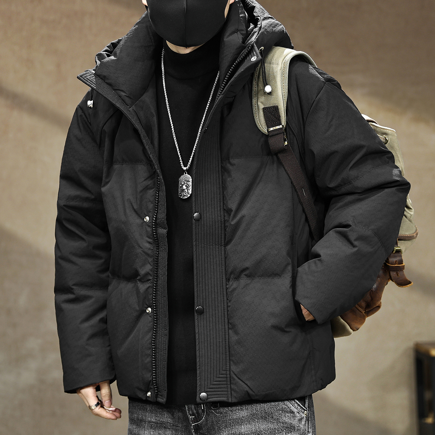 【90白鸭绒连帽羽绒服男士冬季】