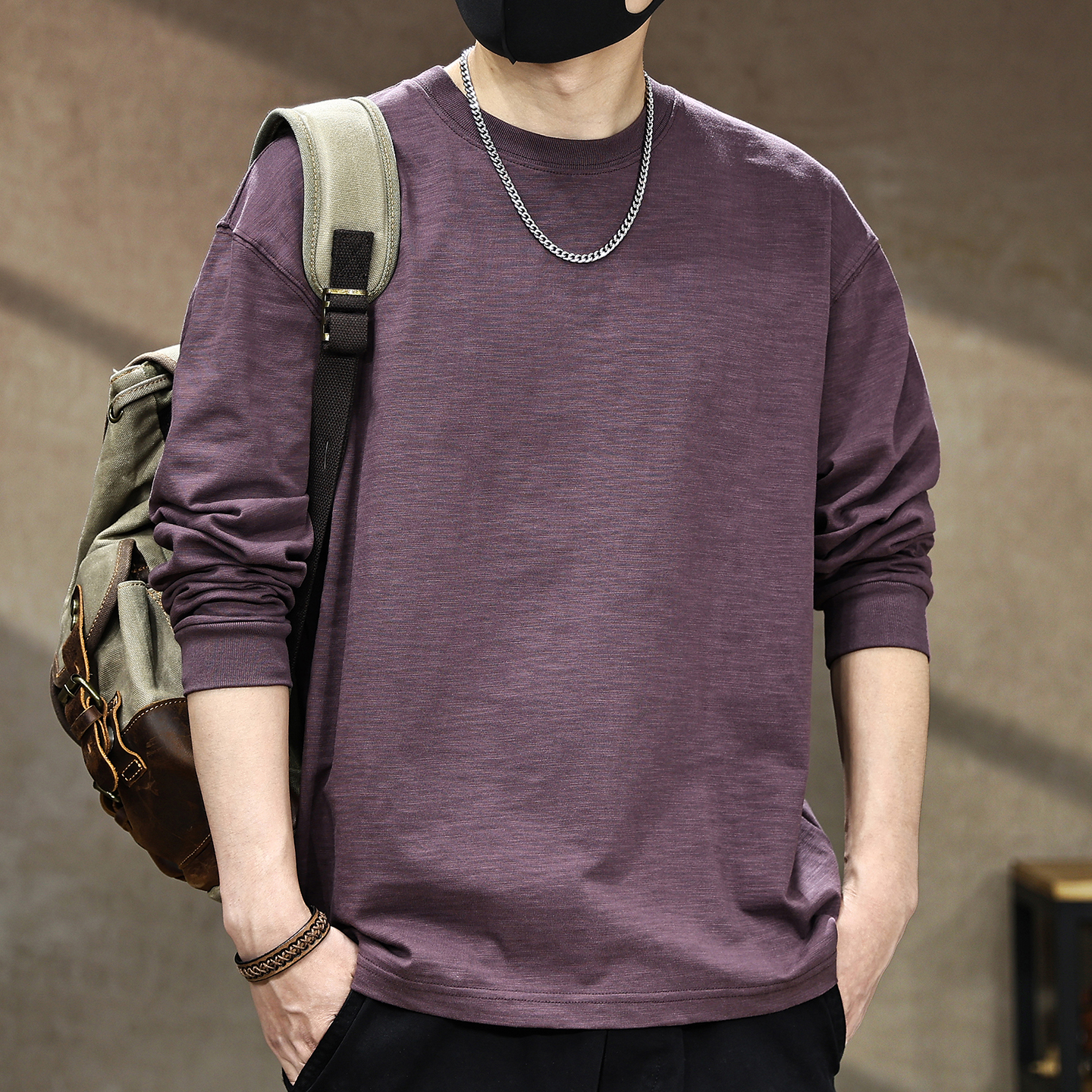 【美式重磅纯棉打底衫男士长袖】