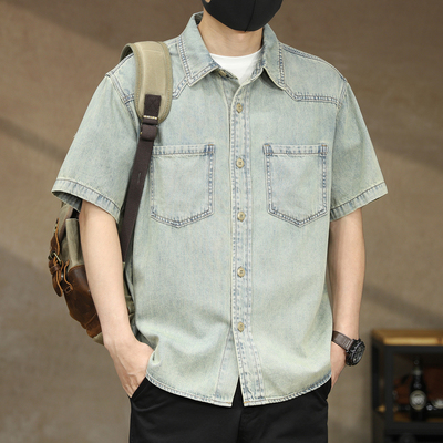 【莱赛尔天丝黄泥蓝复古男衬衫】